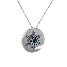 Neu Kar Tanesi Kolye - Yeşil kuvars ve lab safir 8 ayar beyaz altın kolye (40 cm gümüş rolo zincir) #1f0wt12