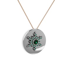 Neu Kar Tanesi Kolye - Yeşil kuvars 18 ayar beyaz altın kolye (40 cm rose altın rolo zincir) #1f7tou5