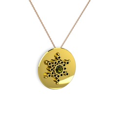 Neu Kar Tanesi Kolye - Peridot ve siyah zirkon 14 ayar altın kolye (40 cm rose altın rolo zincir) #1gcdzdg