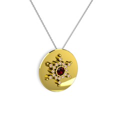 Neu Kar Tanesi Kolye - Garnet ve pembe kuvars 18 ayar altın kolye (40 cm beyaz altın rolo zincir) #1houjyw