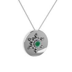 Neu Kar Tanesi Kolye - Kök zümrüt ve swarovski 925 ayar gümüş kolye (40 cm gümüş rolo zincir) #1hrux66
