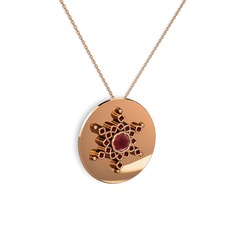 Neu Kar Tanesi Kolye - Kök yakut ve garnet 925 ayar rose altın kaplama gümüş kolye (40 cm gümüş rolo zincir) #1k1znhk