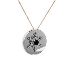 Neu Kar Tanesi Kolye - Siyah zirkon ve swarovski 925 ayar gümüş kolye (40 cm gümüş rolo zincir) #1mi8btj