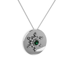 Neu Kar Tanesi Kolye - Yeşil kuvars ve swarovski 8 ayar beyaz altın kolye (40 cm beyaz altın rolo zincir) #1ptag9e