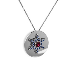 Neu Kar Tanesi Kolye - Rodolit garnet ve lab safir 18 ayar beyaz altın kolye (40 cm gümüş rolo zincir) #1t8al7k