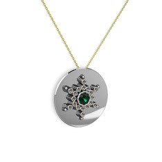 Neu Kar Tanesi Kolye - Yeşil kuvars ve dumanlı kuvars 925 ayar gümüş kolye (40 cm altın rolo zincir) #1woyq7r