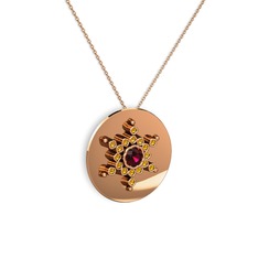 Neu Kar Tanesi Kolye - Rodolit garnet ve sitrin 8 ayar rose altın kolye (40 cm rose altın rolo zincir) #1x1t2av