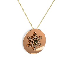 Dumanlı kuvars 925 ayar rose altın kaplama gümüş kolye (40 cm altın rolo zincir)