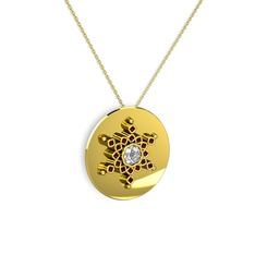 Swarovski ve garnet 8 ayar altın kolye (40 cm altın rolo zincir)