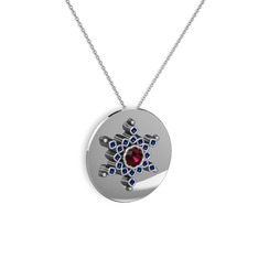 Neu Kar Tanesi Kolye - Rodolit garnet ve lab safir 8 ayar beyaz altın kolye (40 cm beyaz altın rolo zincir) #6ka4pm