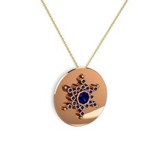 Neu Kar Tanesi Kolye - Lab safir 18 ayar rose altın kolye (40 cm altın rolo zincir) #8wnv58