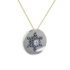 Neu Kar Tanesi Kolye - Swarovski ve lab safir 14 ayar beyaz altın kolye (40 cm gümüş rolo zincir) #bvngr3
