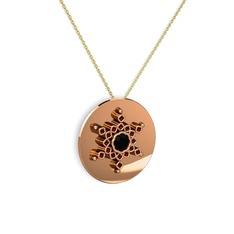 Siyah zirkon ve garnet 8 ayar rose altın kolye (40 cm altın rolo zincir)