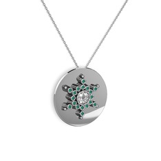Neu Kar Tanesi Kolye - Swarovski ve kök zümrüt 18 ayar beyaz altın kolye (40 cm beyaz altın rolo zincir) #cof2wf