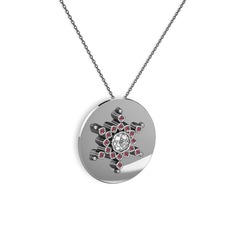 Neu Kar Tanesi Kolye - Swarovski ve kök yakut 18 ayar beyaz altın kolye (40 cm gümüş rolo zincir) #cpcltg