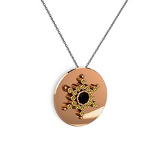 Neu Kar Tanesi Kolye - Siyah zirkon ve peridot 18 ayar rose altın kolye (40 cm gümüş rolo zincir) #ih6srl