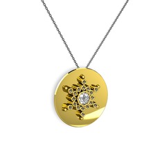Neu Kar Tanesi Kolye - Swarovski ve dumanlı kuvars 14 ayar altın kolye (40 cm gümüş rolo zincir) #k8ljsa