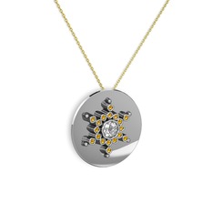 Neu Kar Tanesi Kolye - Swarovski ve sitrin 18 ayar beyaz altın kolye (40 cm altın rolo zincir) #lafchs