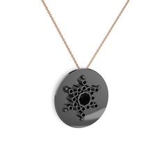 Neu Kar Tanesi Kolye - Siyah zirkon 925 ayar siyah rodyum kaplama gümüş kolye (40 cm rose altın rolo zincir) #lqqhov
