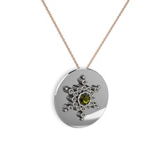 Neu Kar Tanesi Kolye - Peridot ve dumanlı kuvars 18 ayar beyaz altın kolye (40 cm rose altın rolo zincir) #n2os6r