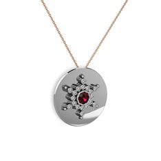 Neu Kar Tanesi Kolye - Rodolit garnet ve swarovski 925 ayar gümüş kolye (40 cm gümüş rolo zincir) #pt2r2s