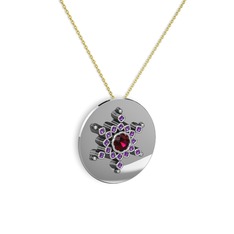 Neu Kar Tanesi Kolye - Rodolit garnet ve ametist 925 ayar gümüş kolye (40 cm altın rolo zincir) #qeoih7