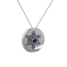 Neu Kar Tanesi Kolye - Ametist ve lab safir 8 ayar beyaz altın kolye (40 cm gümüş rolo zincir) #qyfdg4