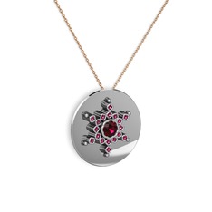 Neu Kar Tanesi Kolye - Rodolit garnet 18 ayar beyaz altın kolye (40 cm rose altın rolo zincir) #r34vhf