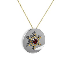 Garnet ve sitrin 14 ayar beyaz altın kolye (40 cm altın rolo zincir)