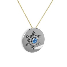 Neu Kar Tanesi Kolye - Akuamarin ve swarovski 14 ayar beyaz altın kolye (40 cm gümüş rolo zincir) #u0plra