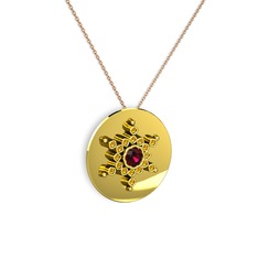 Rodolit garnet ve sitrin 14 ayar altın kolye (40 cm rose altın rolo zincir)