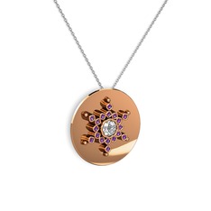 Neu Kar Tanesi Kolye - Swarovski ve ametist 18 ayar rose altın kolye (40 cm beyaz altın rolo zincir) #uw7mzj