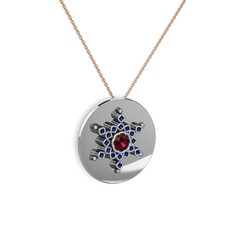 Neu Kar Tanesi Kolye - Rodolit garnet ve lab safir 8 ayar beyaz altın kolye (40 cm gümüş rolo zincir) #ws9kpj