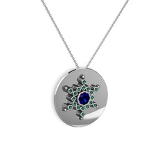 Neu Kar Tanesi Kolye - Lab safir ve yeşil kuvars 925 ayar gümüş kolye (40 cm gümüş rolo zincir) #yljqii
