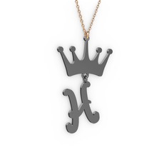 Taç Kolye - 925 ayar siyah rodyum kaplama gümüş kolye (40 cm gümüş rolo zincir) #13q5bhp