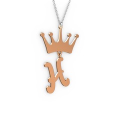 Taç Kolye - 14 ayar rose altın kolye (40 cm beyaz altın rolo zincir) #dr6nz4