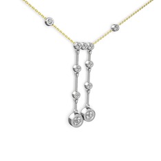 Taşlı Belly Kolye - Beyaz zirkon ve pırlanta 14 ayar beyaz altın kolye (0.324 karat, 40 cm altın rolo zincir) #10njgtq