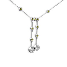Taşlı Belly Kolye - Swarovski ve peridot 14 ayar beyaz altın kolye (40 cm beyaz altın rolo zincir) #10yyr8v