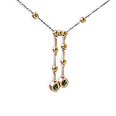 Taşlı Belly Kolye - Yeşil kuvars ve peridot 14 ayar rose altın kolye (40 cm gümüş rolo zincir) #15io5c3