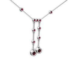 Taşlı Belly Kolye - Rodolit garnet 925 ayar gümüş kolye (40 cm beyaz altın rolo zincir) #17rzzum