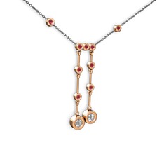 Taşlı Belly Kolye - Swarovski ve kök yakut 925 ayar rose altın kaplama gümüş kolye (40 cm gümüş rolo zincir) #18gq479