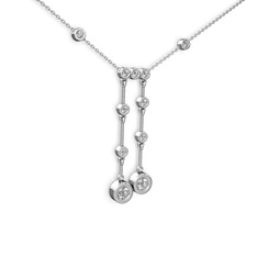 Taşlı Belly Kolye - Pırlanta ve swarovski 925 ayar gümüş kolye (0.48 karat, 40 cm beyaz altın rolo zincir) #1ah887l