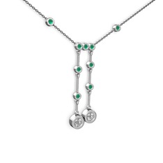 Swarovski ve kök zümrüt 925 ayar gümüş kolye (40 cm gümüş rolo zincir)