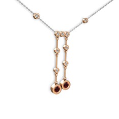 Taşlı Belly Kolye - Garnet ve swarovski 8 ayar rose altın kolye (40 cm gümüş rolo zincir) #1buyq3r