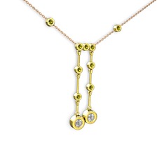 Taşlı Belly Kolye - Swarovski ve peridot 14 ayar altın kolye (40 cm rose altın rolo zincir) #1c13mzo