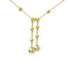 Taşlı Belly Kolye - Swarovski ve sitrin 8 ayar altın kolye (40 cm altın rolo zincir) #1cnvabl