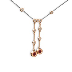 Kök yakut ve pırlanta 8 ayar rose altın kolye (0.324 karat, 40 cm gümüş rolo zincir)