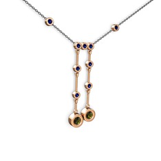 Taşlı Belly Kolye - Peridot ve lab safir 925 ayar rose altın kaplama gümüş kolye (40 cm gümüş rolo zincir) #1f1afru