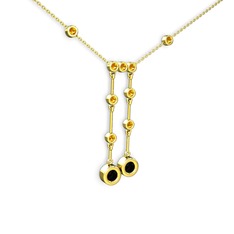 Taşlı Belly Kolye - Siyah zirkon ve sitrin 925 ayar altın kaplama gümüş kolye (40 cm altın rolo zincir) #1ficnxu