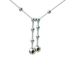 Taşlı Belly Kolye - Peridot ve yeşil kuvars 925 ayar gümüş kolye (40 cm gümüş rolo zincir) #1hcc6nb